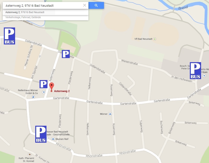 Lageplan der Parkplätze am Stadtsaal